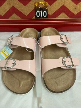 Cat & Jack Glossy Light Pink Double-Buckle Pearl Sandals